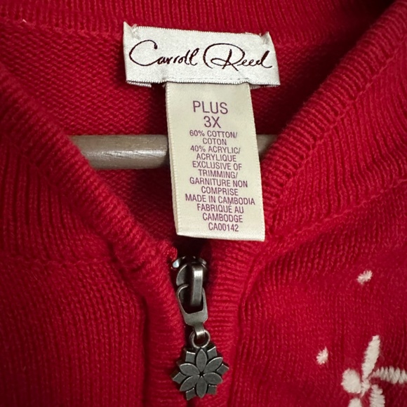 Vintage Floral Embroidered Red Zip Cardigan - Picture 3 of 5